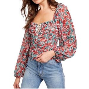 ❤️‍🔥Firm Price❤️‍🔥 Free people Mabel printed blouse